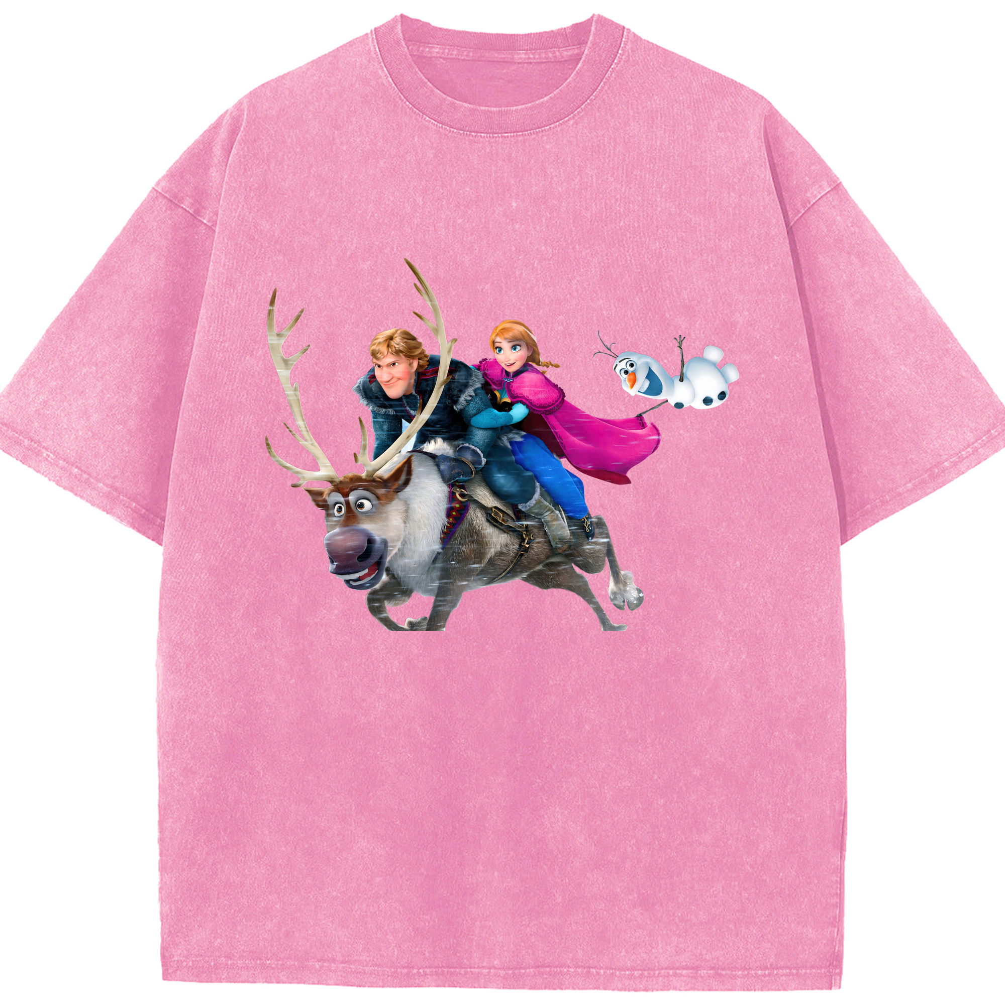 （画像用） アナと雪の女王 アンナ エルサ Frozen Anna Elsa 綿100% ヴィンテージ風 半袖Tシャツ（フロントプリント）